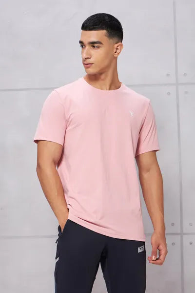 Technosport Active Men's Cotflex Half Sleeve T-Shirt OR-30 (Silver Pink)