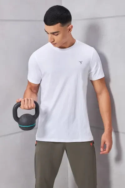 Technosport Active Men's Cotflex Half Sleeve T-Shirt OR-30 - White