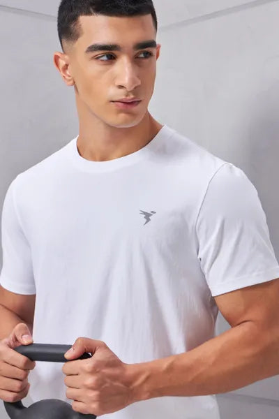 Technosport Active Men's Cotflex Half Sleeve T-Shirt OR-30 (White)