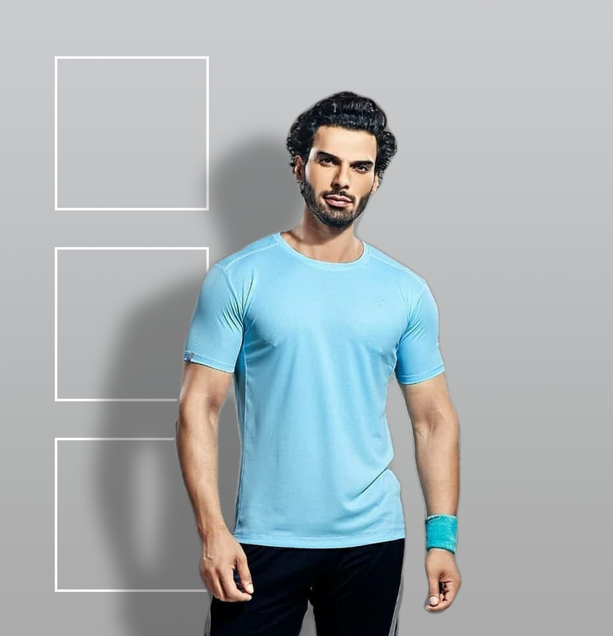 TechnoSport Crew Neck Half Sleeve Dry Fit T Shirt for Men OR-35 - Sky Blue