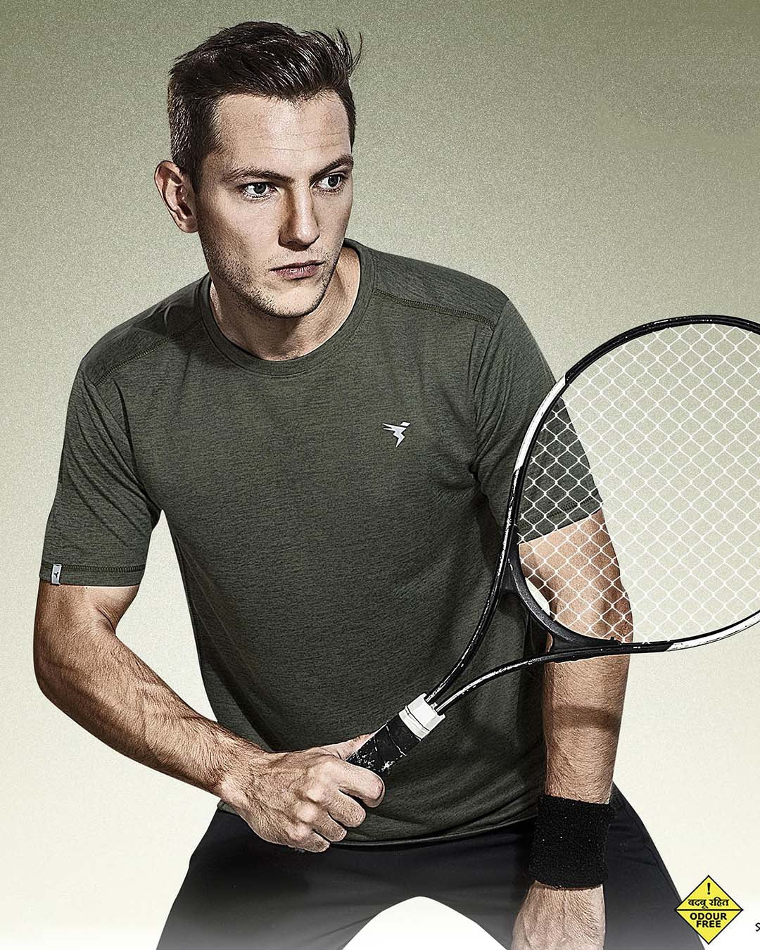 TechnoSport Crew Neck Half Sleeve Dry Fit T Shirt for Men OR-40 - Olive Green
