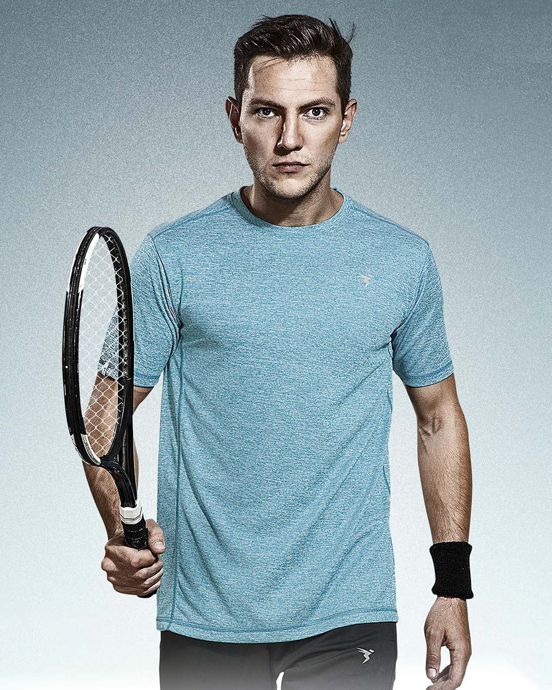 TechnoSport Crew Neck Half Sleeve Dry Fit T Shirt for Men OR-40 - Sky Blue