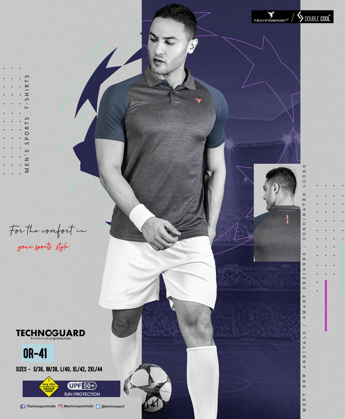 TechnoSport Polo Neck Dry Fit T Shirt OR-41 - Black