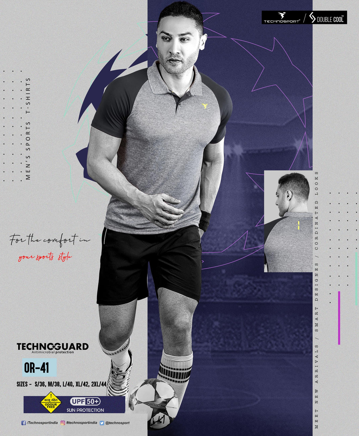 TechnoSport Polo Neck Dry Fit T Shirt OR-41 - Dark Grey