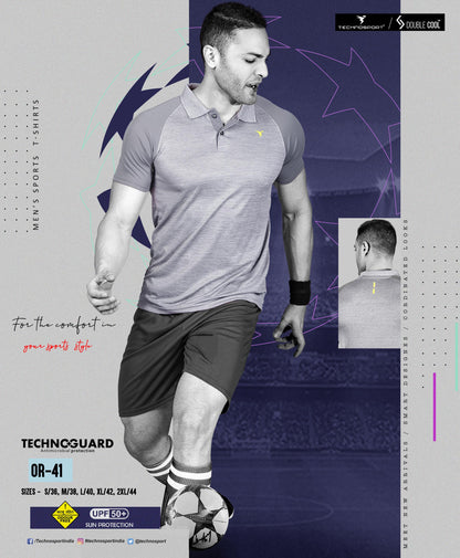 TechnoSport Polo Neck Dry Fit T Shirt OR-41 - Light Grey