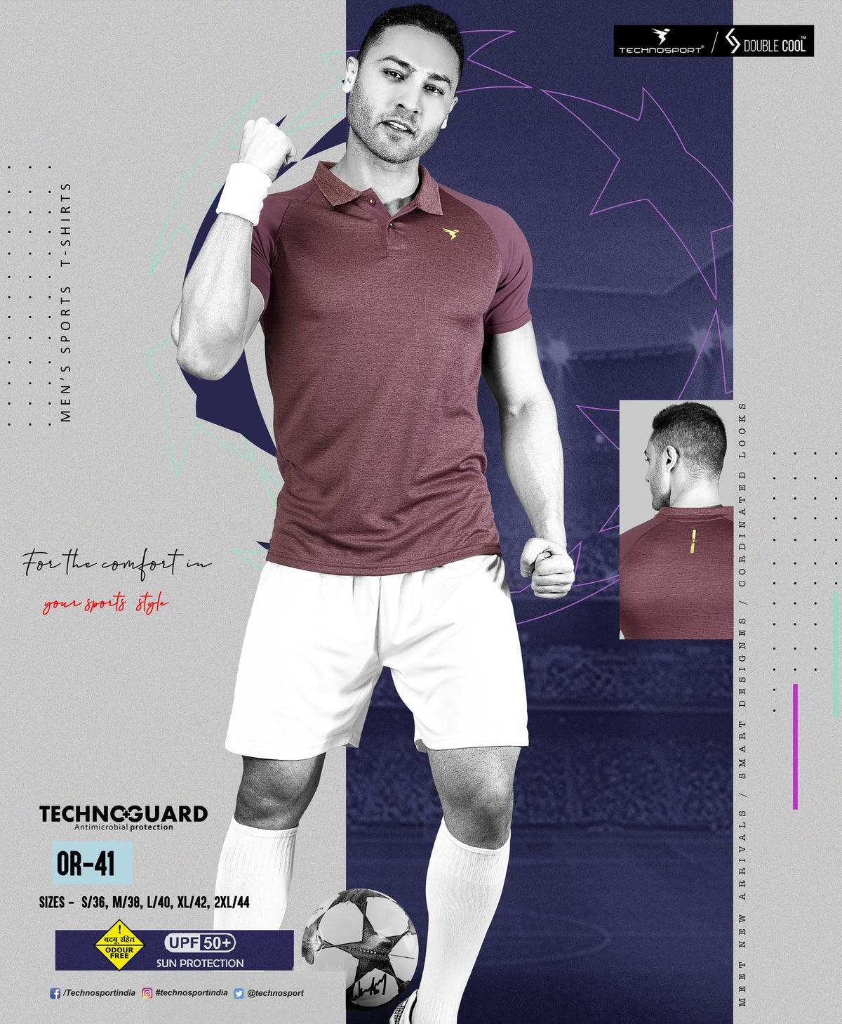 TechnoSport Polo Neck Dry Fit T Shirt OR-41 - Maroon