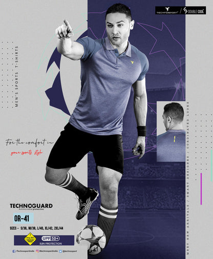 TechnoSport Polo Neck Dry Fit T Shirt OR-41 - Spanish Blue
