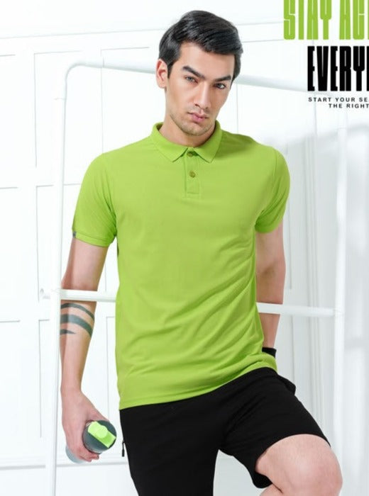 TechnoSport Polo Neck Half Sleeve Dry Fit T Shirt for Men OR-51 - Acid Lime