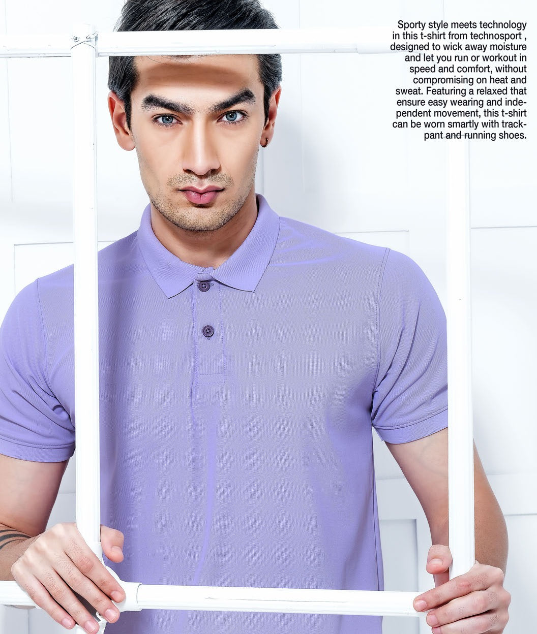 TechnoSport Polo Neck Half Sleeve Dry Fit T Shirt for Men OR-51 - Blueberry Violet