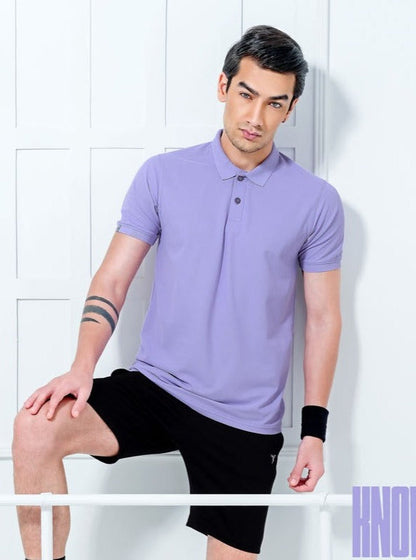 TechnoSport Polo Neck Half Sleeve Dry Fit T Shirt for Men OR-51 - Blueberry Violet