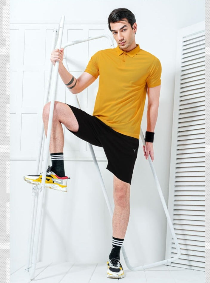 TechnoSport Polo Neck Half Sleeve Dry Fit T Shirt for Men OR-51 - Yellow
