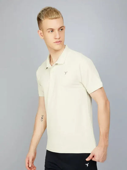 TechnoSport Polo Neck Half Sleeve Dry Fit T Shirt for Men OR-11 - Oatmeal
