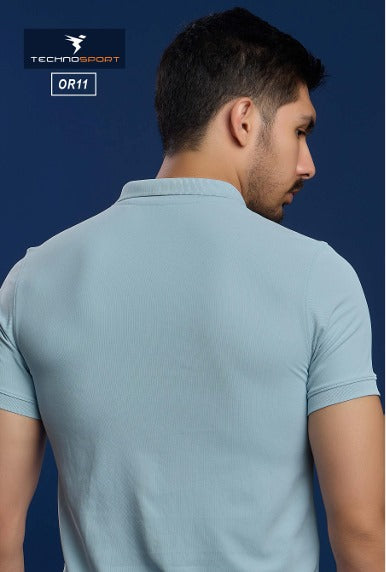 TechnoSport Polo Neck Half Sleeve Dry Fit T Shirt for Men OR-11 (Omphalodes)