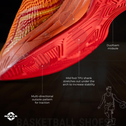 Nivia Warrior 2.0 Basketball Shoes For Men (Orange)