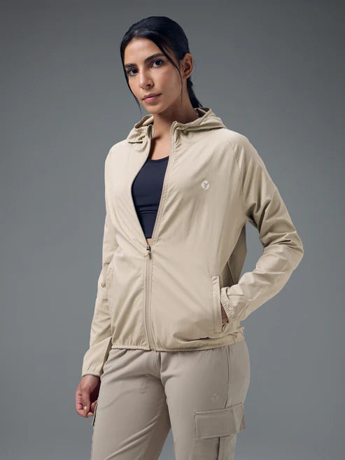 Technosport Slim Fit Hooded Jacket For Women WR-16 (Oyster Gray)