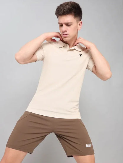 TechnoSport Polo Neck Half Sleeve Dry Fit T Shirt for Men OR-11 (Oyster Grey)