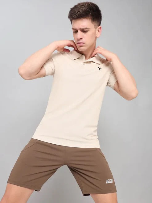 TechnoSport Polo Neck Half Sleeve Dry Fit T Shirt for Men OR-11 - Oyster Grey