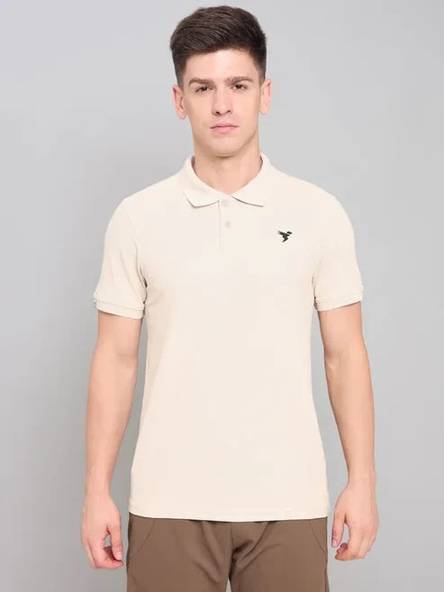 TechnoSport Polo Neck Half Sleeve Dry Fit T Shirt for Men OR-11 (Oyster Grey)