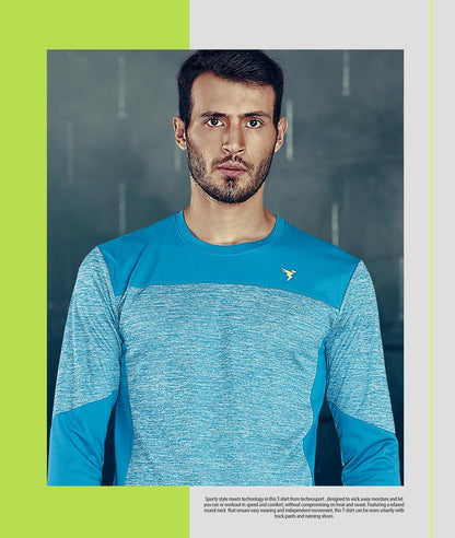 TechnoSport Crew Neck Full Sleeve Dry Fit T Shirt for Men P-473 - Sky Blue