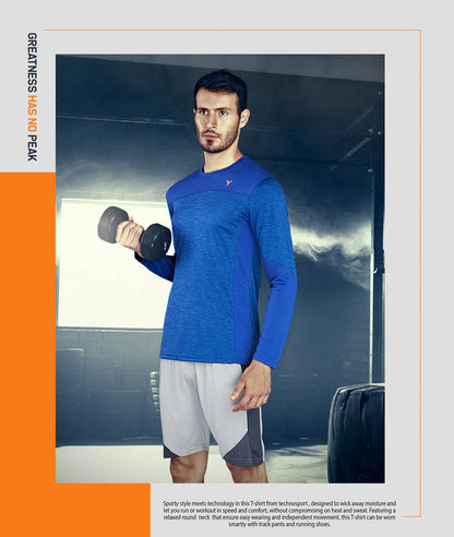 TechnoSport Crew Neck Full Sleeve Dry Fit T Shirt for Men P-473 - Royal Blue