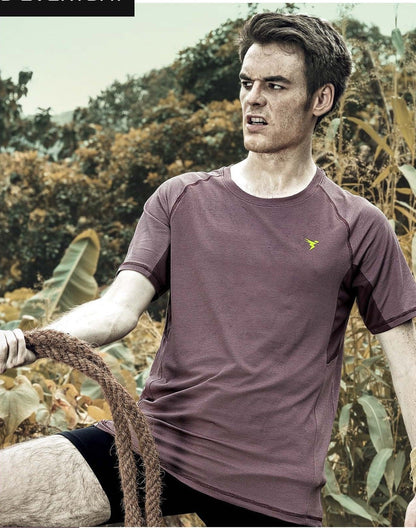 TechnoSport Crew Neck Half Sleeve Dry Fit T Shirt for Men P 485 - Maroon