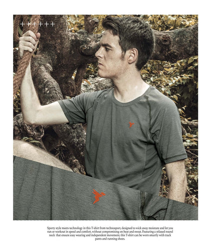 TechnoSport Crew Neck Half Sleeve Dry Fit T Shirt for Men P 485 - Olive Green