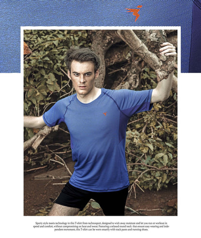 TechnoSport Crew Neck Half Sleeve Dry Fit T Shirt for Men P 485 - Royal Blue