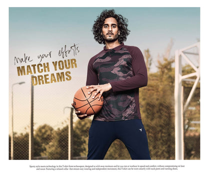 TechnoSport Polo Neck Full Sleeve Sublimation Dry Fit T-Shirt for Men P-487 - Deep Purple