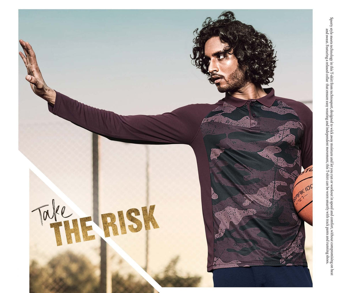TechnoSport Polo Neck Full Sleeve Sublimation Dry Fit T-Shirt for Men P-487 - Deep Purple