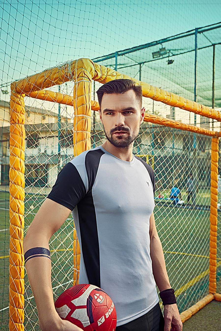 TechnoSport Crew Neck Half Sleeve Dry Fit T-Shirt for Men P 521 - Light Grey Black