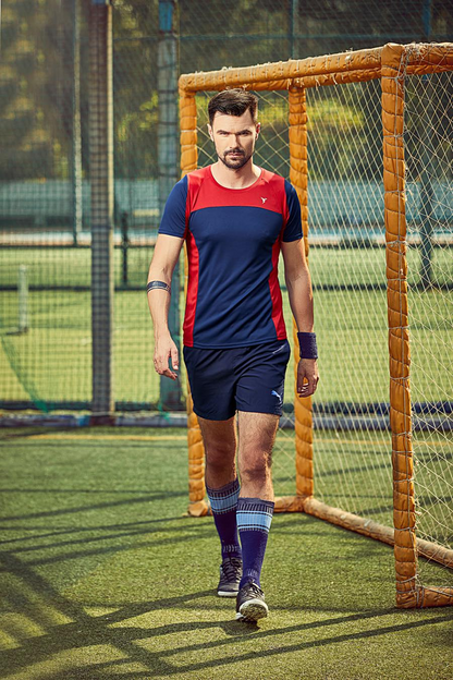 TechnoSport Crew Neck Half Sleeve Dry Fit T-Shirt for Men P 521 - Navy Red