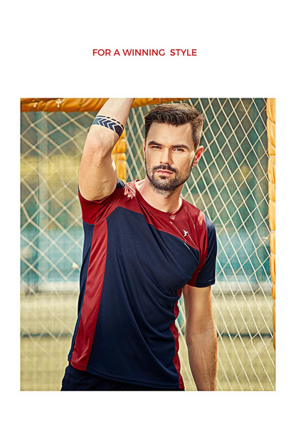 TechnoSport Crew Neck Half Sleeve Dry Fit T-Shirt for Men P 521 - Navy Red