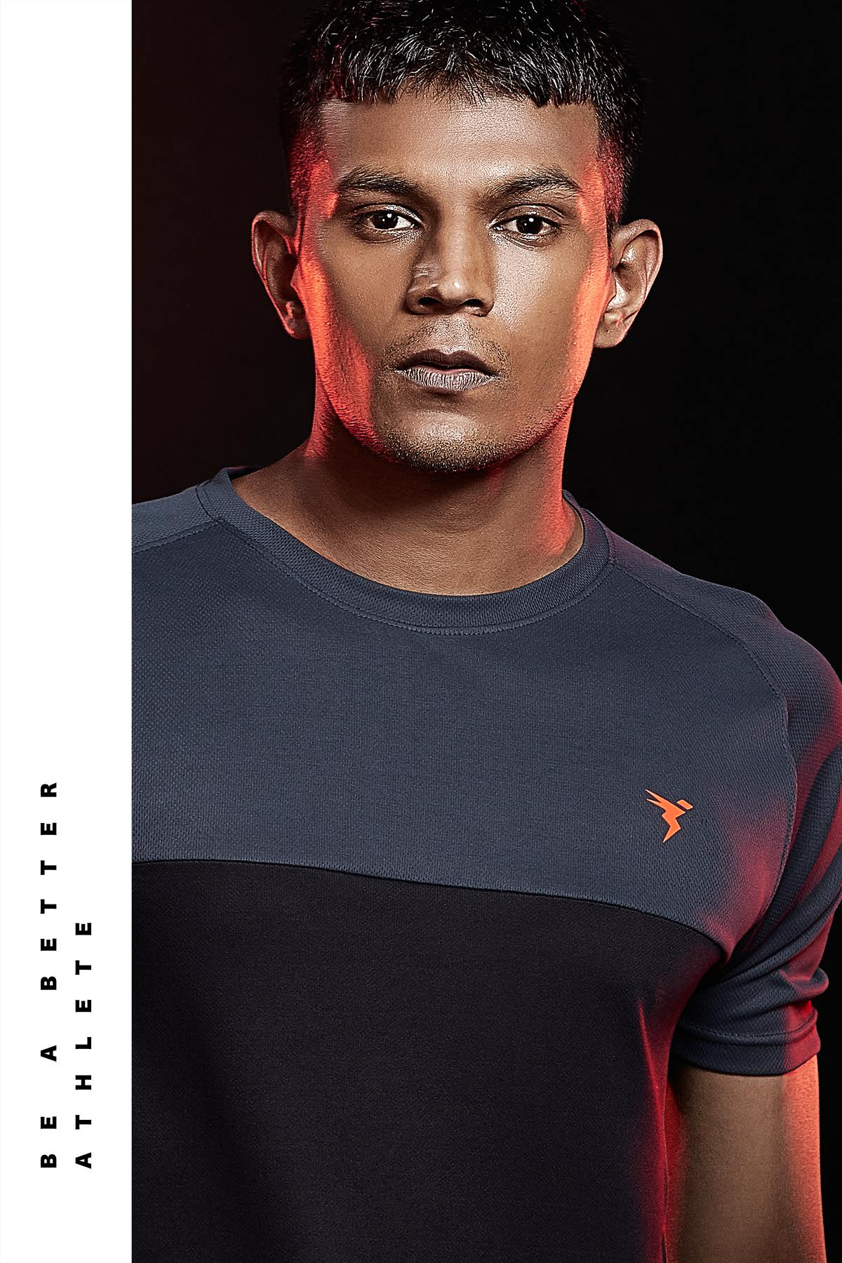 TechnoSport Crew Neck Half Sleeve Dry Fit T-Shirt for Men P 536 - Black Dark Grey
