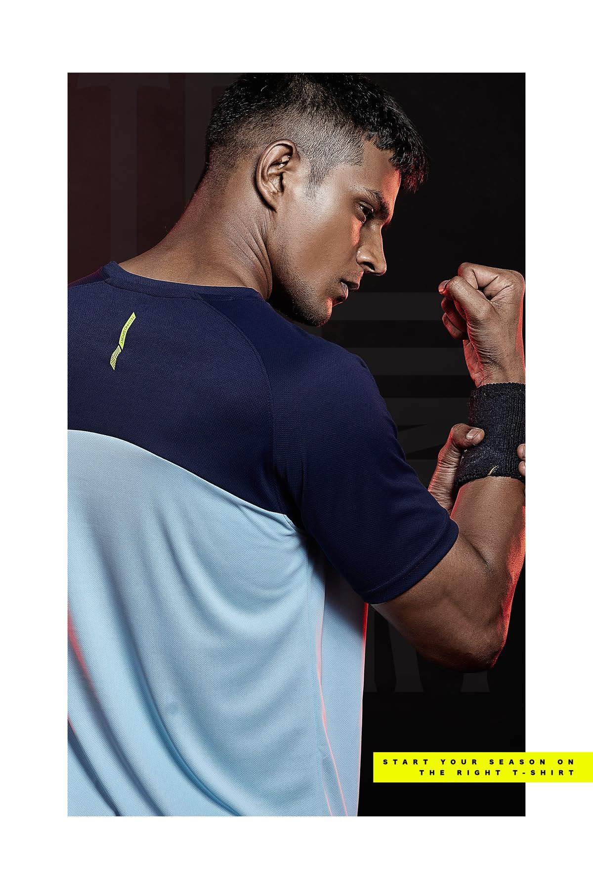 TechnoSport Crew Neck Half Sleeve Dry Fit T-Shirt for Men P 536 - Sky Blue Navy Blue