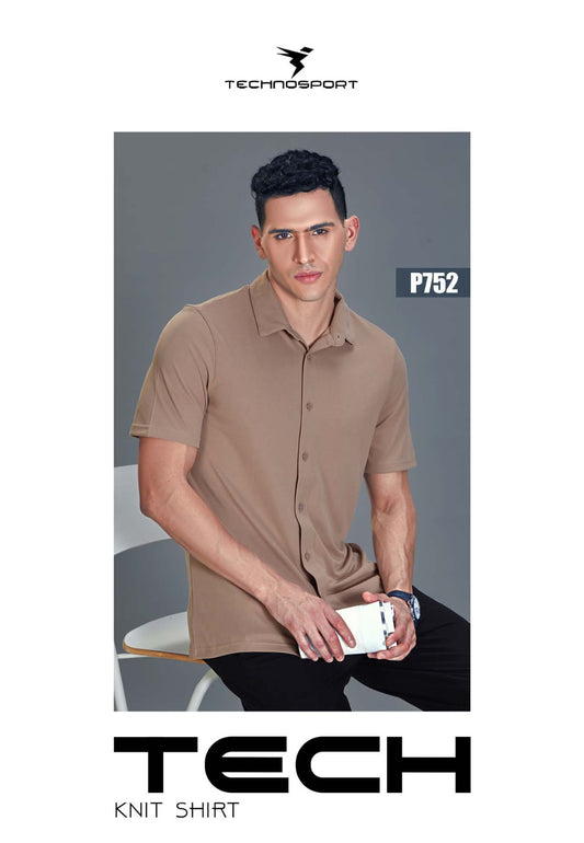TechnoSport Polo Neck Half Sleeve Dry Fit T Shirt for Men P-752 (Brown)