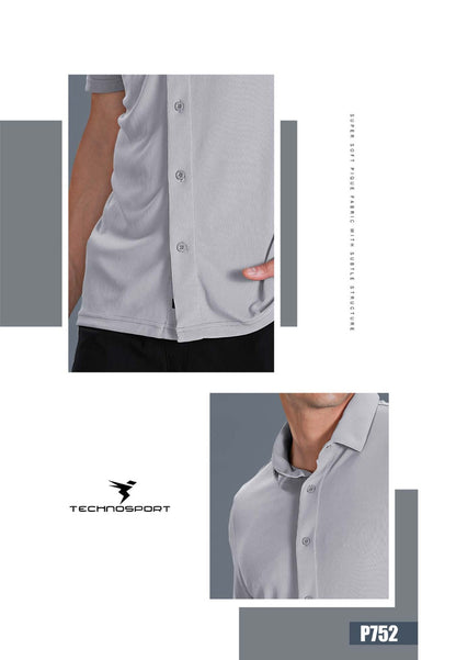 TechnoSport Polo Neck Dry Fit T Shirt P-752 - Light Grey