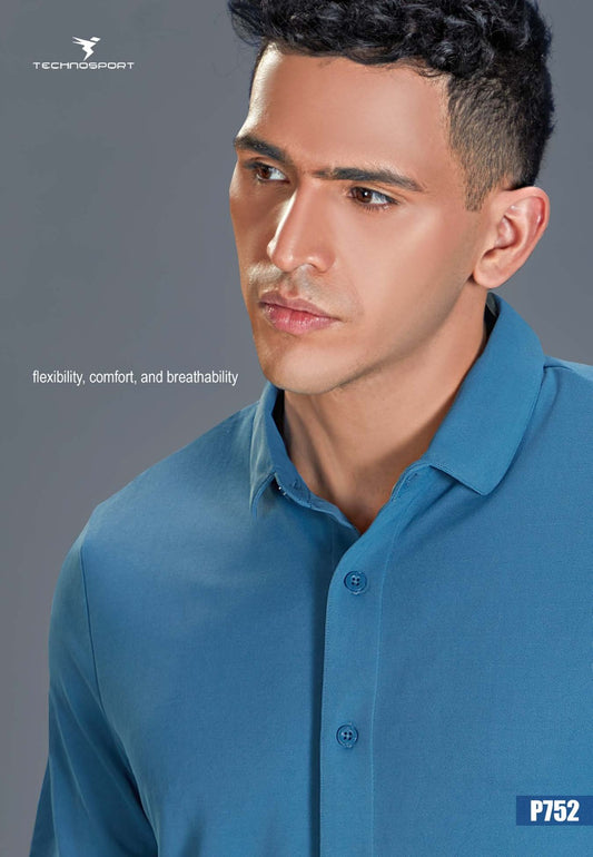 TechnoSport Polo Neck Half Sleeve Dry Fit T Shirt for Men P-752 (Royal Blue)