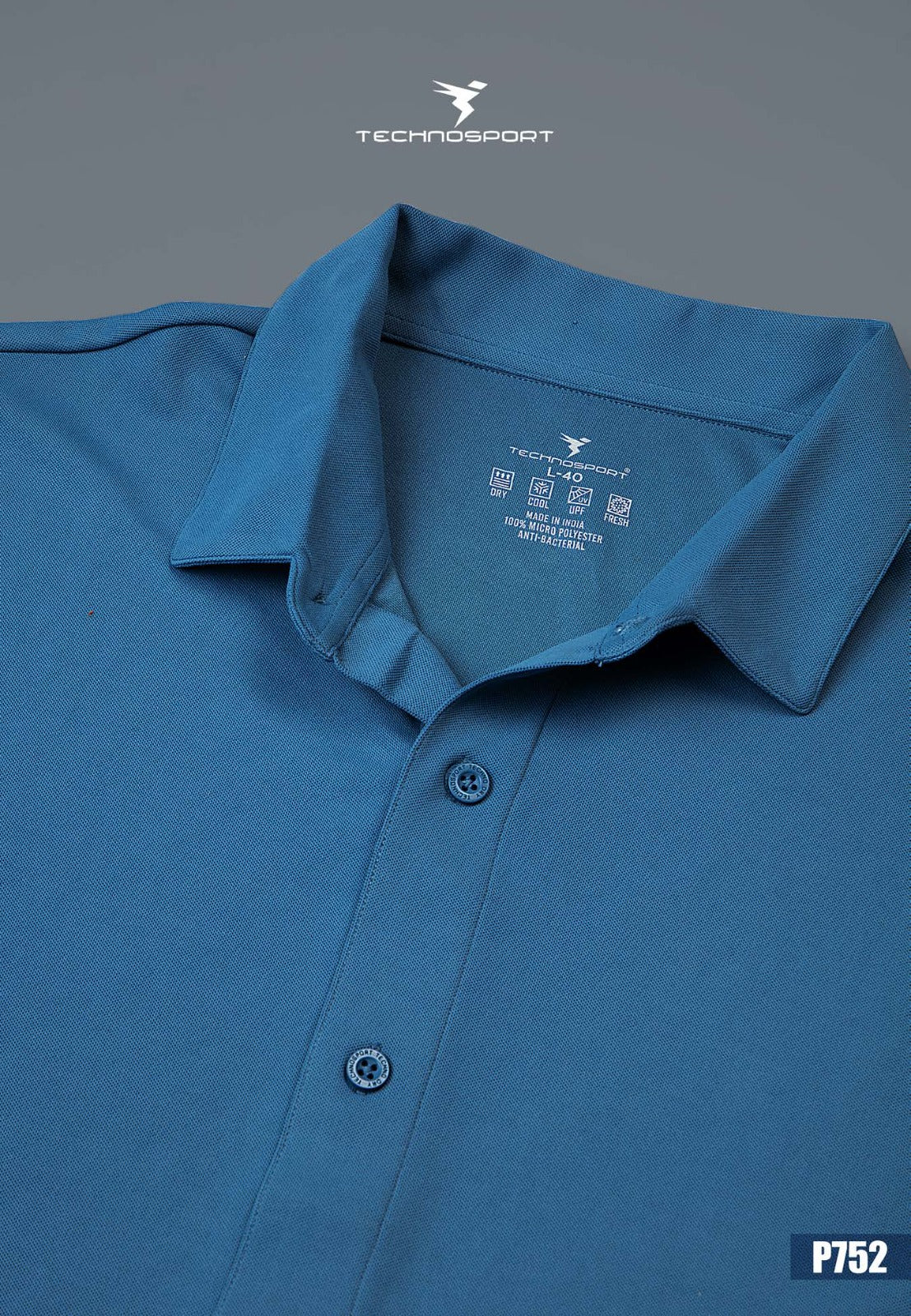 TechnoSport Polo Neck Dry Fit T Shirt P-752 - Royal Blue