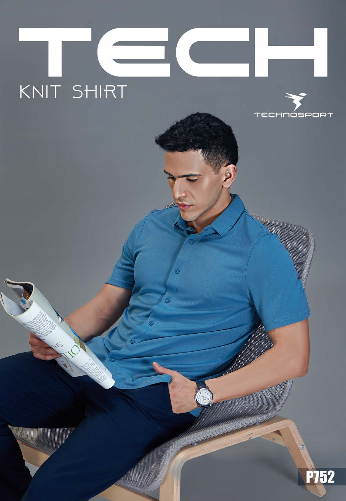 TechnoSport Polo Neck Dry Fit T Shirt P-752 - Royal Blue