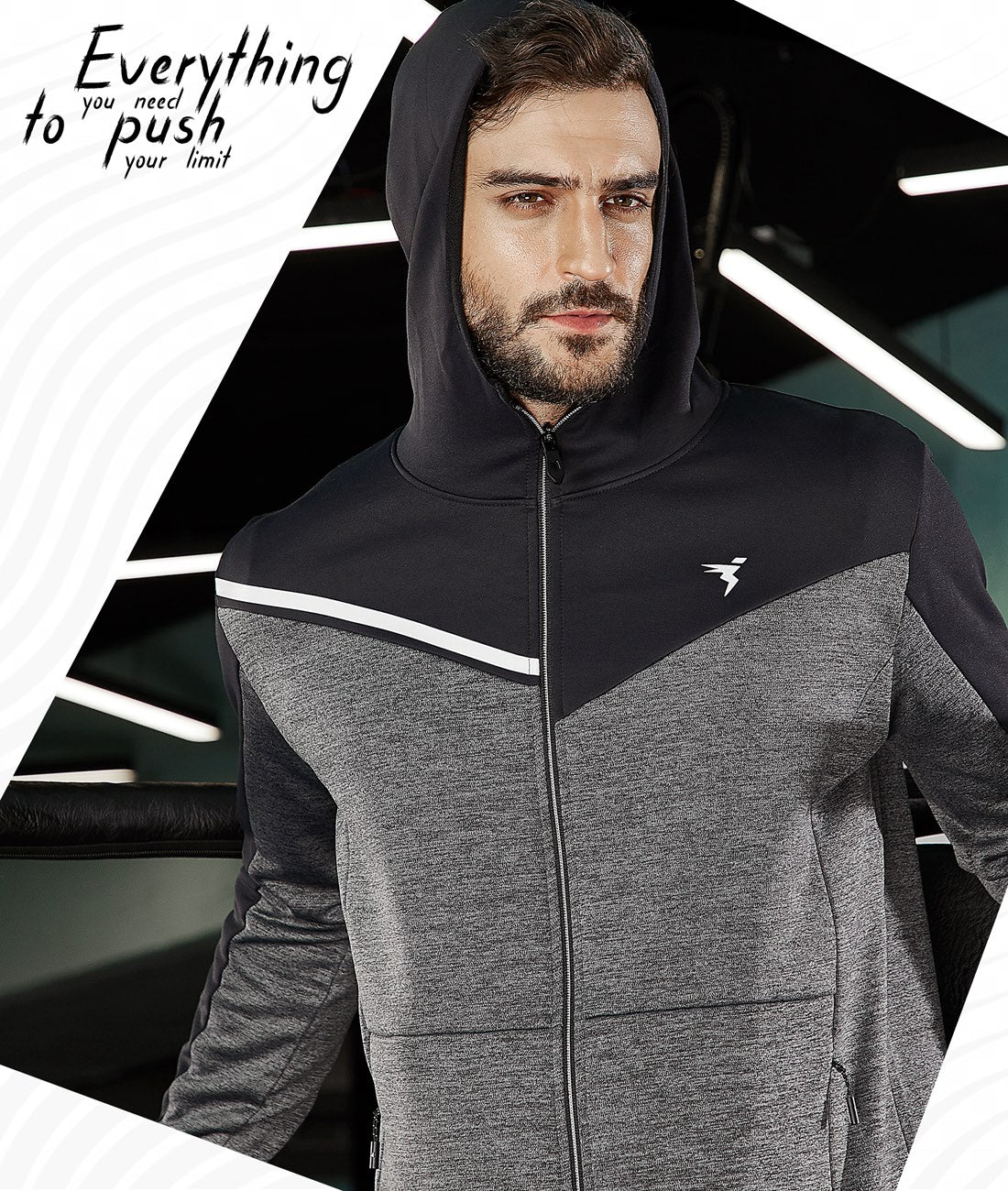 TechnoSport Full Sleeve Dry Fit Hoodie Jacket for Men PL-65 - Light Grey