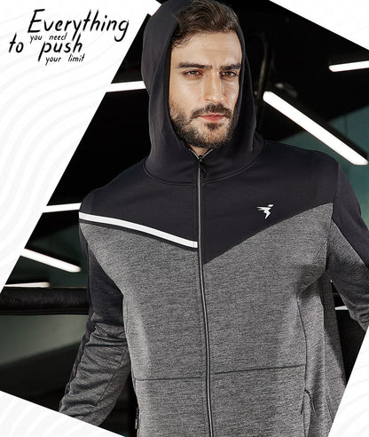 TechnoSport Full Sleeve Dry Fit Hoodie Jacket for Men PL-65 - Light Grey