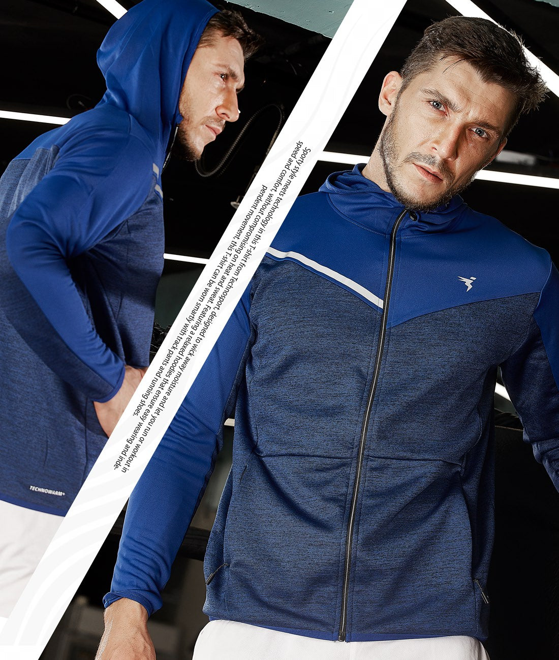 TechnoSport Full Sleeve Dry Fit Hoodie Jacket for Men PL-65 - Royal Blue