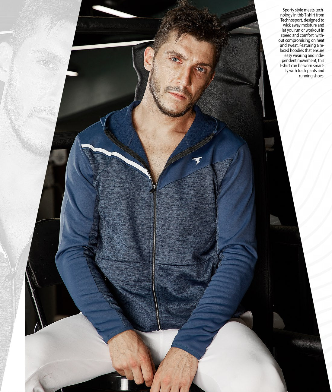 TechnoSport Full Sleeve Dry Fit Hoodie Jacket for Men PL-65 - Spanish Blue