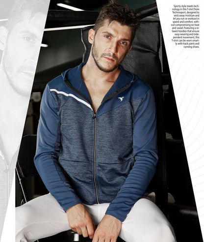 TechnoSport Full Sleeve Dry Fit Hoodie Jacket for Men PL-65 - Spanish Blue