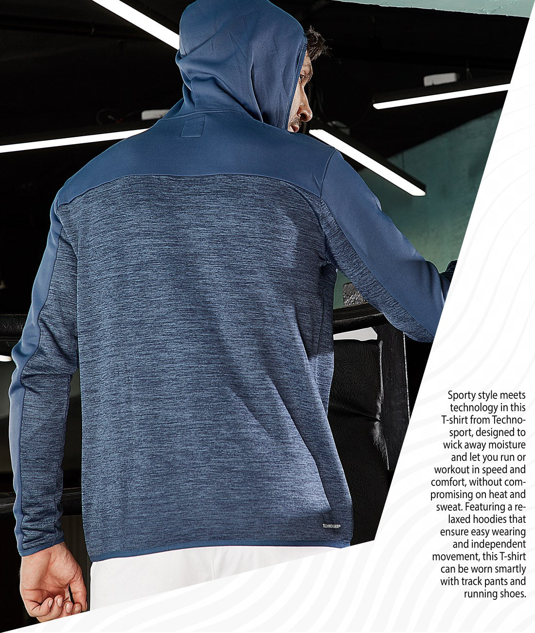 TechnoSport Full Sleeve Dry Fit Hoodie Jacket for Men PL-65 - Spanish Blue