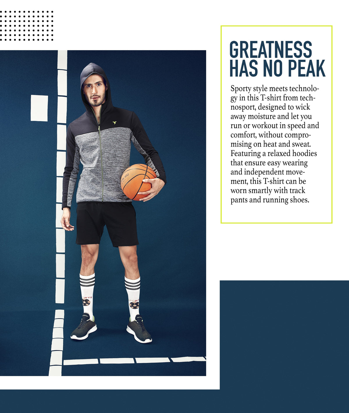 TechnoSport Full Sleeve Dry Fit Hoodie Jacket for Men PL-66 - Light Grey