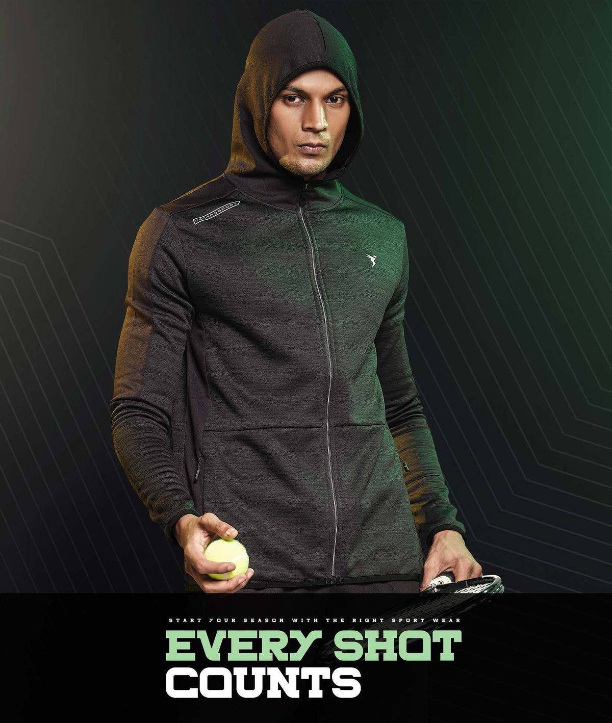 Technosport Full Sleeve Dry Fit Hoodie Jacket PL-71 - Black