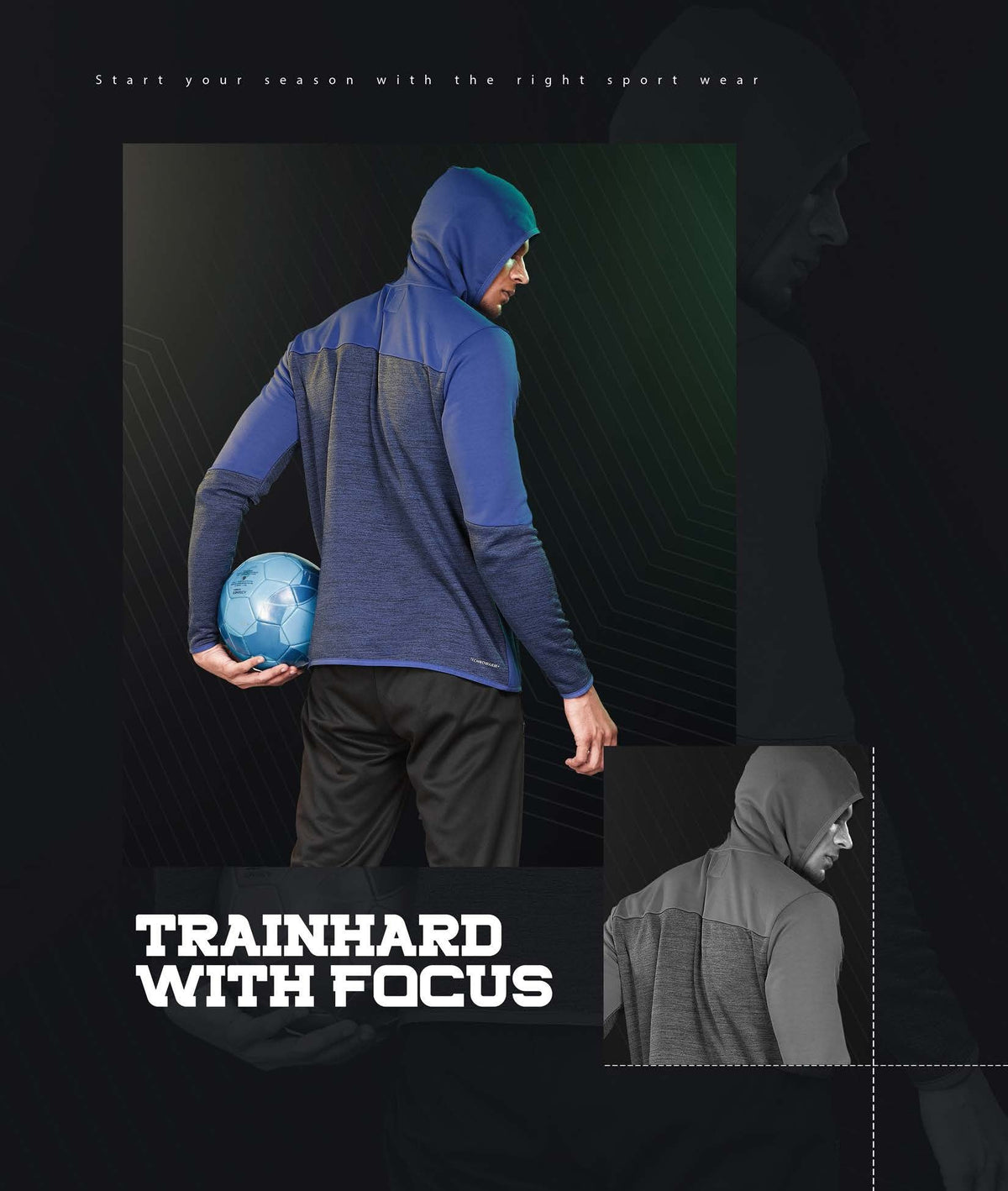 Technosport Full Sleeve Dry Fit Hoodie Jacket PL-71 - Royal Blue