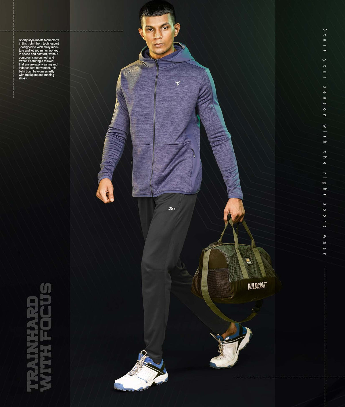 Technosport Full Sleeve Dry Fit Hoodie Jacket PL-71 - Spanish Blue