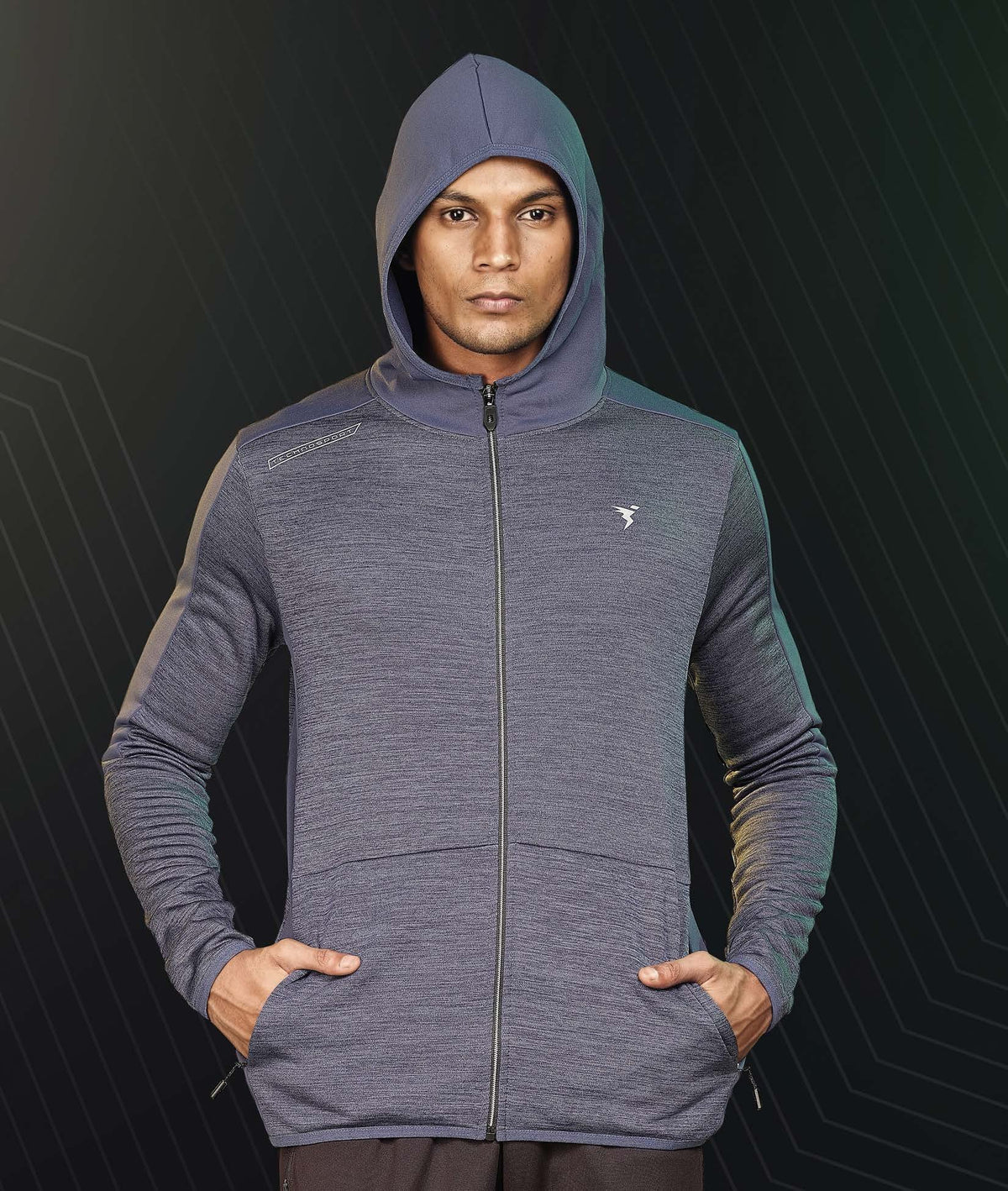 Technosport Full Sleeve Dry Fit Hoodie Jacket PL-71 - Spanish Blue